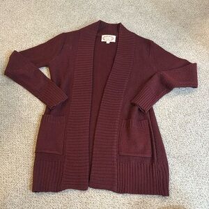 Ambiance Long Women's Maroon Red Cardigan Sweater Open Size Small‎